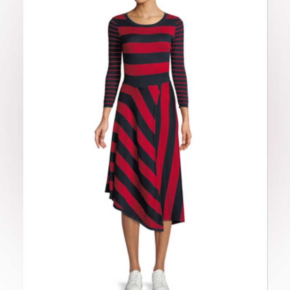 Joie Ecedra Striped Asymmetric Midi Dress
